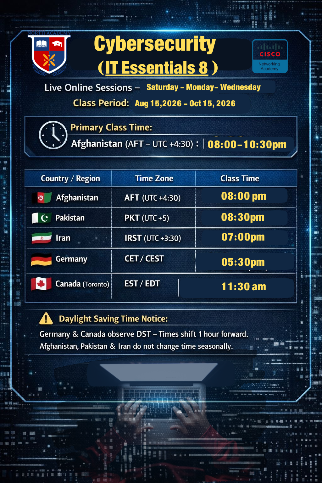 Cybersecurity 2nd Cohort- First Class Timetable